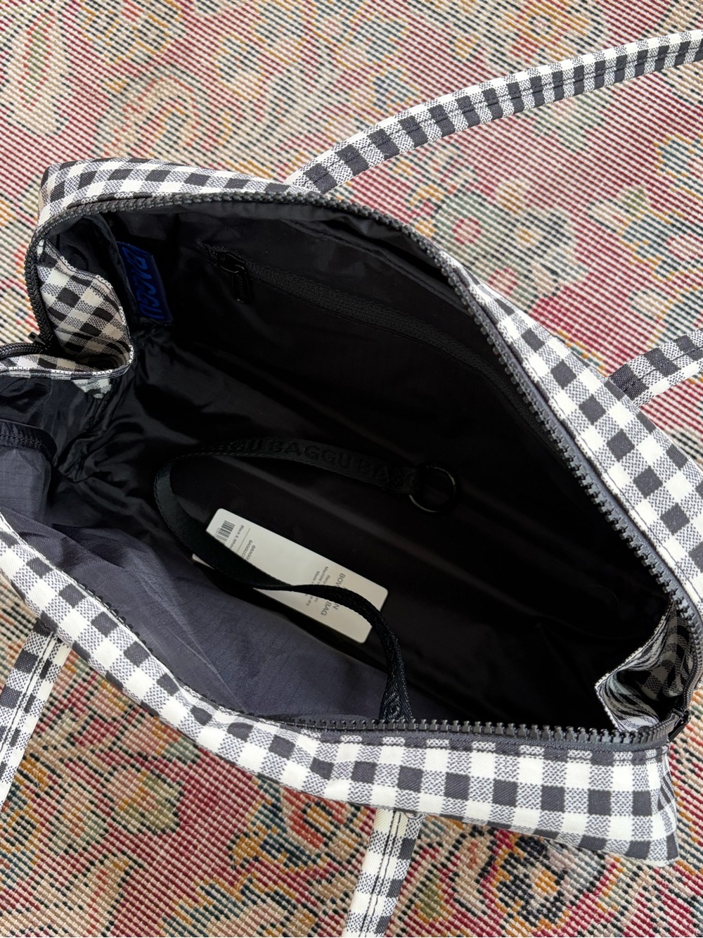 Baggu Gingham Check Bowler Bag - Black & White - Picture 3 of 4